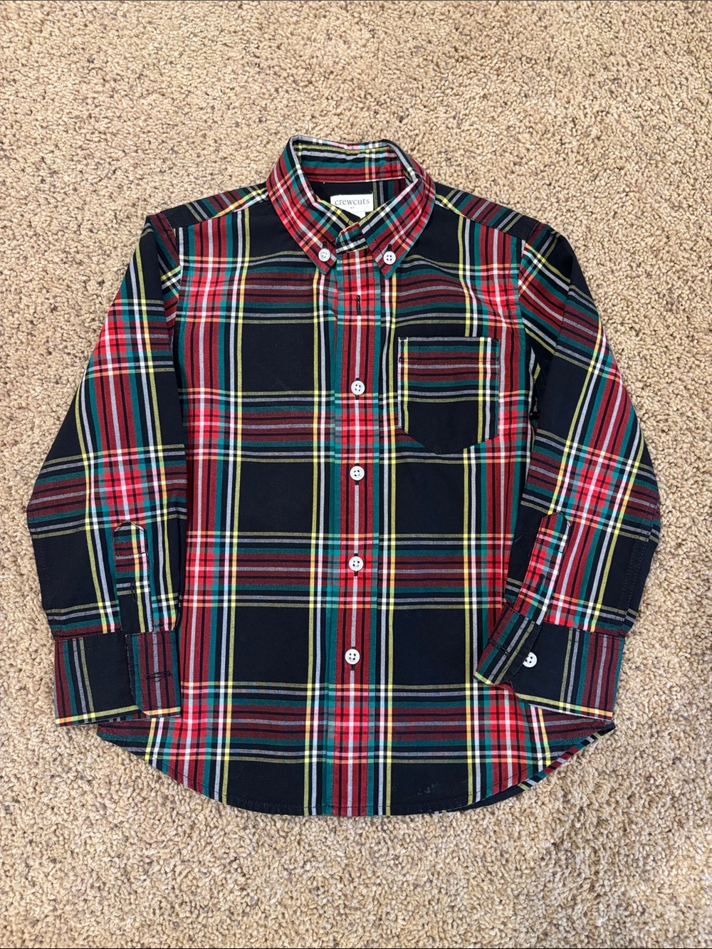 Crewcuts Plaid Button-Down Shirt in Red, Navy & Yellow, size 3